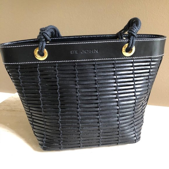 St. John Handbags - St John Black leather Woven Purse